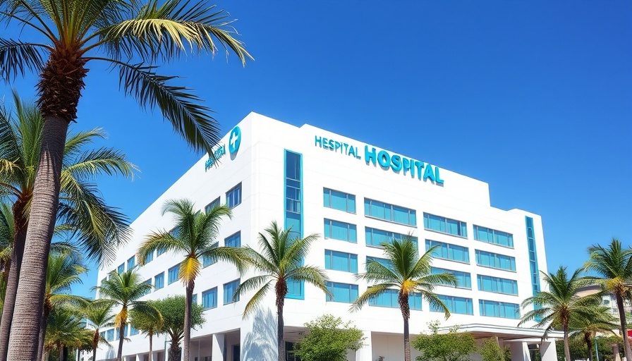 Save Rockledge Hospital rally location with blue and white building.