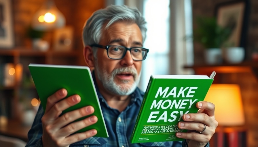 Man discussing mindset shifts to manifest money with a book.