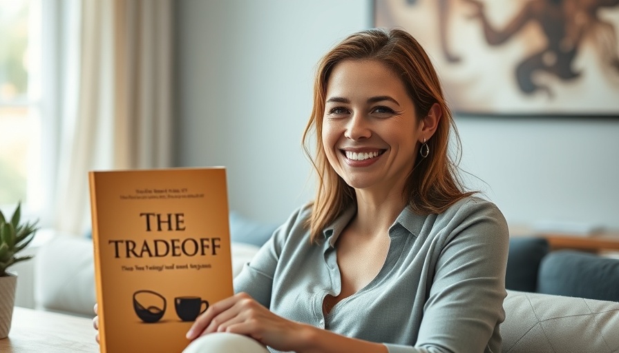 GameStop Inspired The Tradeoff Novel cover with smiling author.
