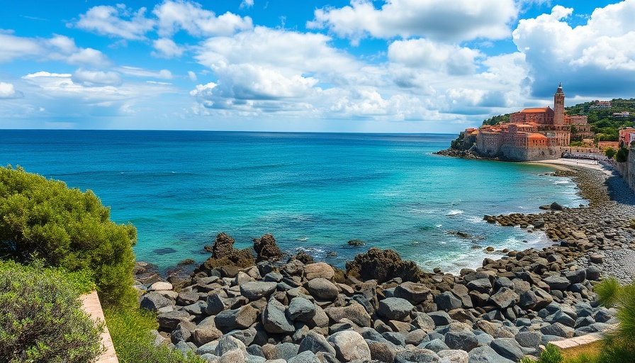 Adriatic Scenic Views of coastline with vibrant sea and greenery.