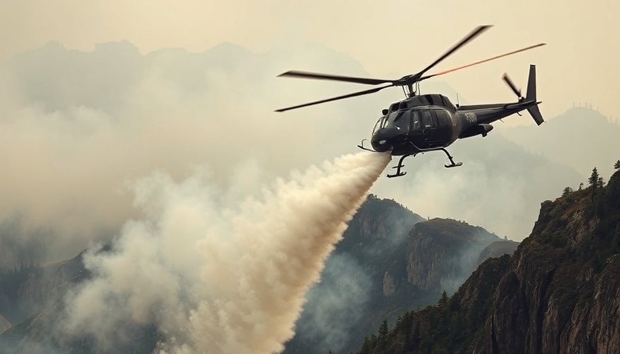 Helicopter fighting South Korea wildfires over smoky forest