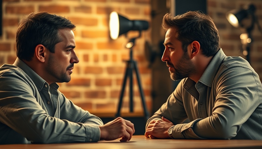 Manifestation Mindset discussion, two men in conversation, brick background.