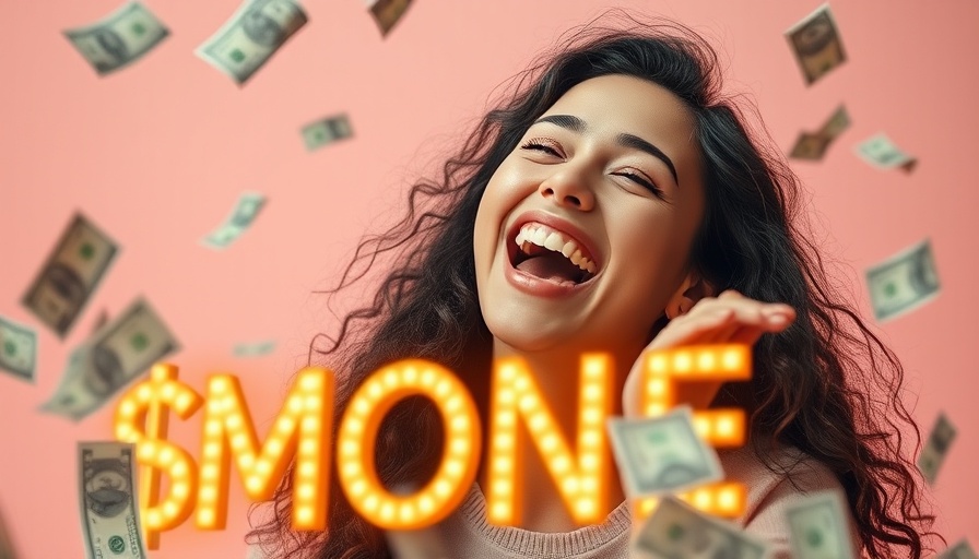 Signs of dreams manifesting with an enthusiastic woman and floating money.