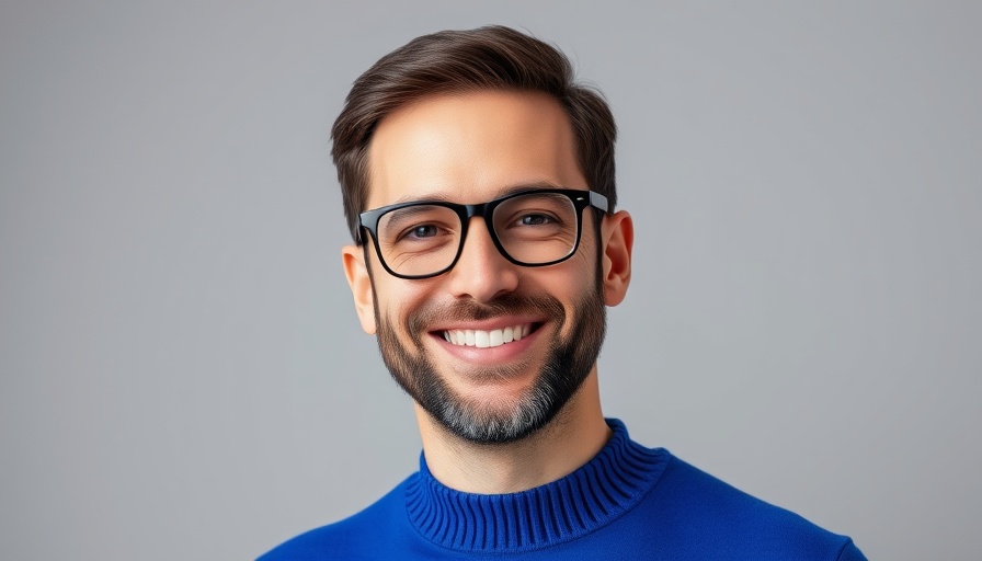 Man smiling in blue sweater, shift your money mindset