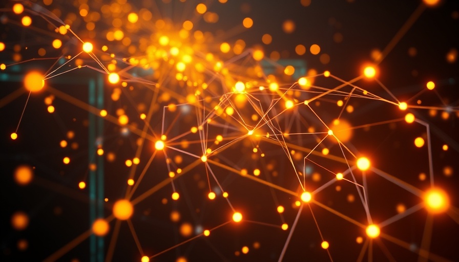 Energetic digital matrix with glowing nodes and lines, vibrant lighting.