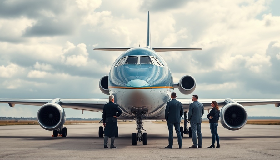 Presidential aircraft on runway with security personnel observing.