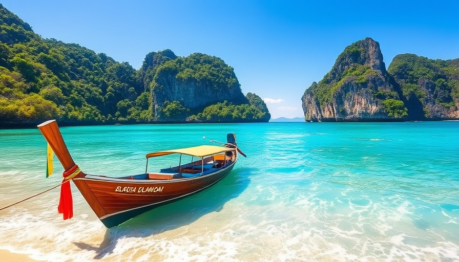 Scenic Koh Samui beach view with long-tail boat, travel destination.
