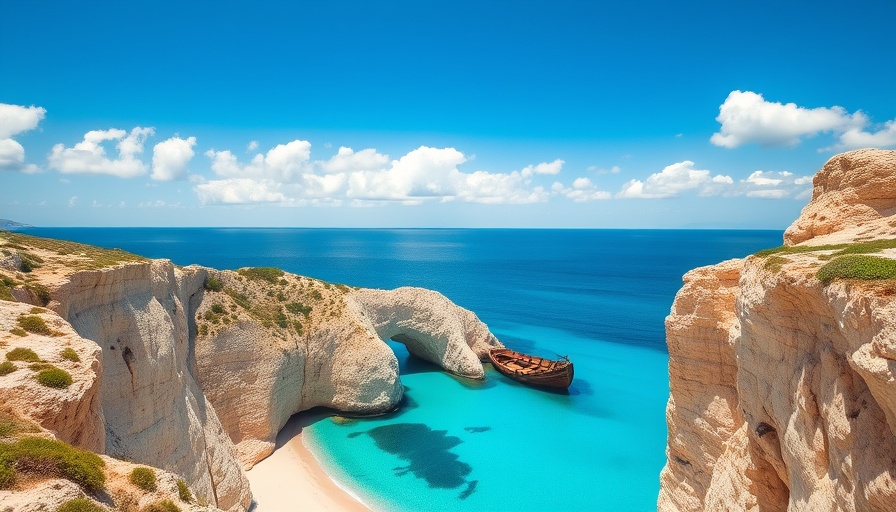 Navagio Beach travel destination with cliffs and shipwreck
