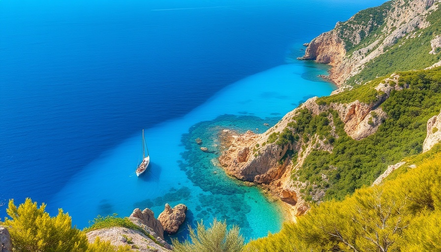 Travel Destinations: Scenic boat near Menorca's rocky coast.