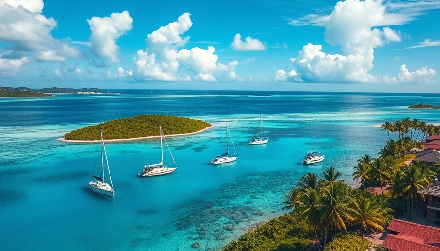 Aerial coastal view with sailboats in Bacalar, a top travel destination.