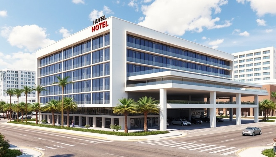 New hotel and parking garage in Ocala architectural rendering.