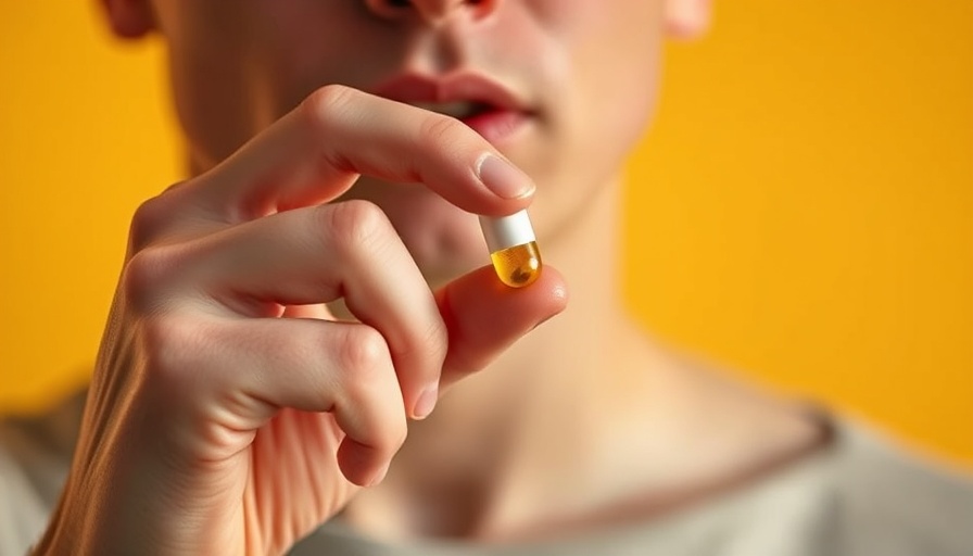 Close-up of person taking vitamin pill, highlighting health awareness.