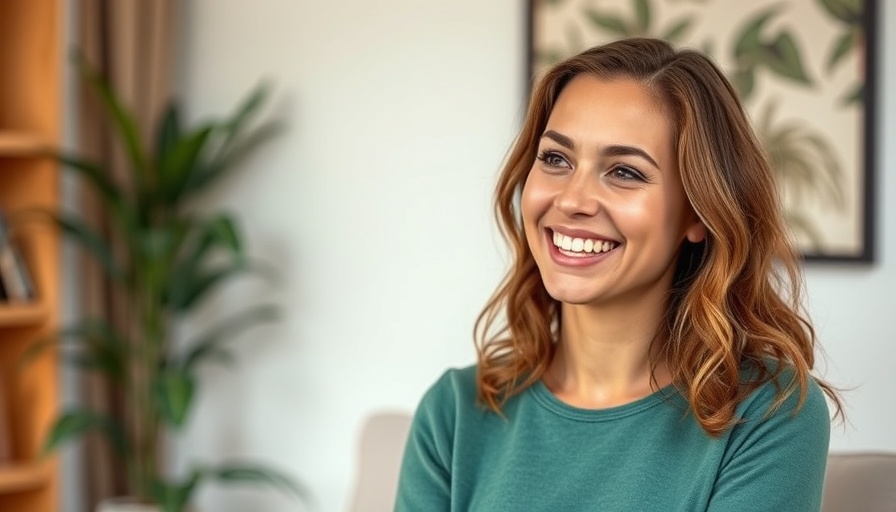 Young woman discussing 5 habits for happiness in a cozy setting.