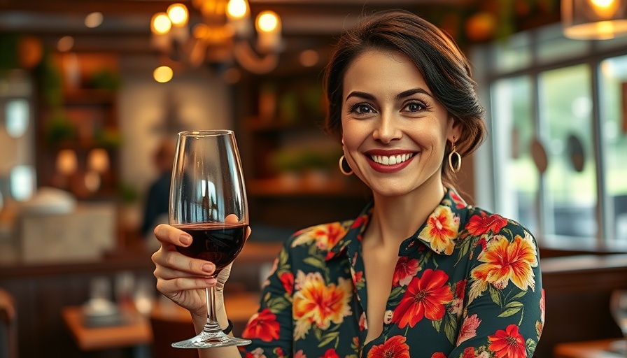 Woman enjoying South Florida dining experiences with a glass of wine in a cozy setting.
