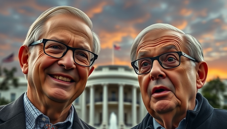 Two older men in front of the White House, contrasting expressions.