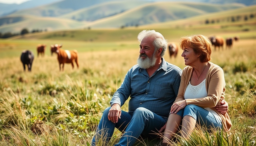 Middle-aged couple in field, impact of tariffs discussion