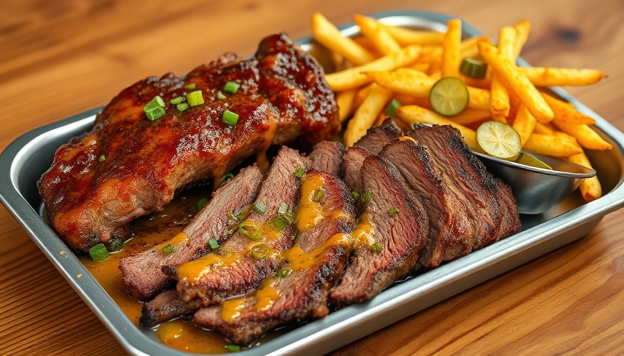 Florida's craft barbecue platter with brisket and fries.