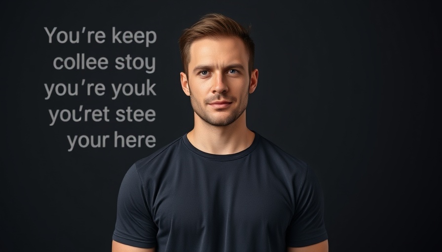 Confident man with motivational text for emotional resilience strategies.