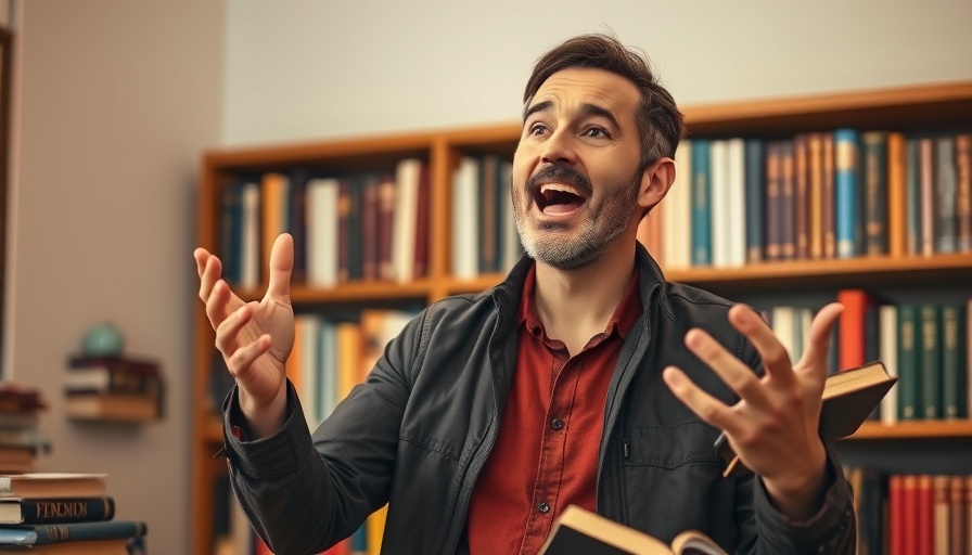 Man explaining memory improvement in a library setting.