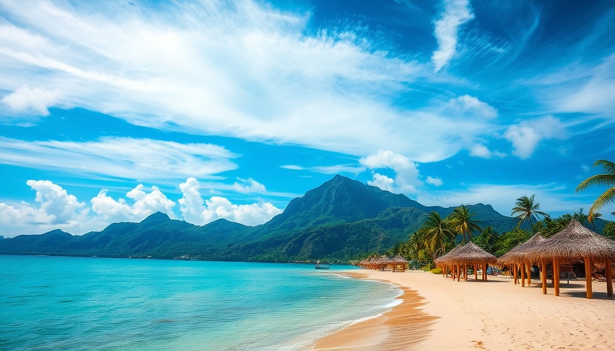 Hidden Paradise Trancoso Brazil beach scene with huts and mountains.