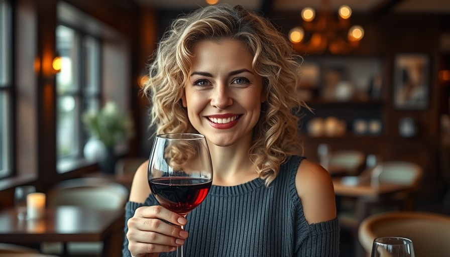 Smiling woman enjoying wine in an Italian restaurant, showcasing authentic Italian cuisine ambiance in South Florida.