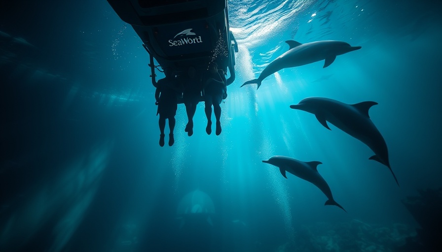 Underwater ride view at SeaWorld Orlando with marine life