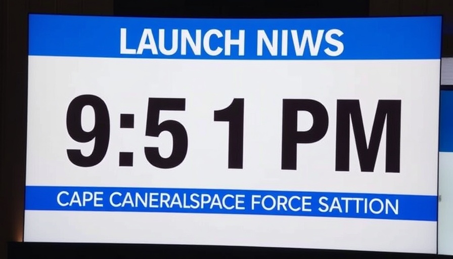 SpaceX Falcon 9 Launch details with time and location in news graphic.