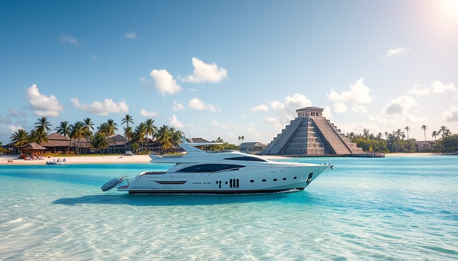 Luxurious resort and yacht in scenic tropical paradise