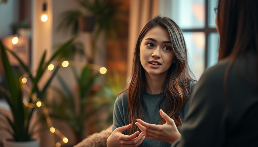 Woman discussing cold therapy benefits in a cozy indoor setting.