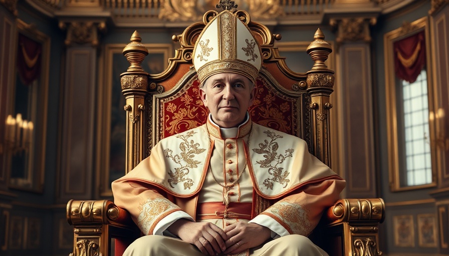 AI-generated image in political discourse: person as Pope, authoritative and regal.
