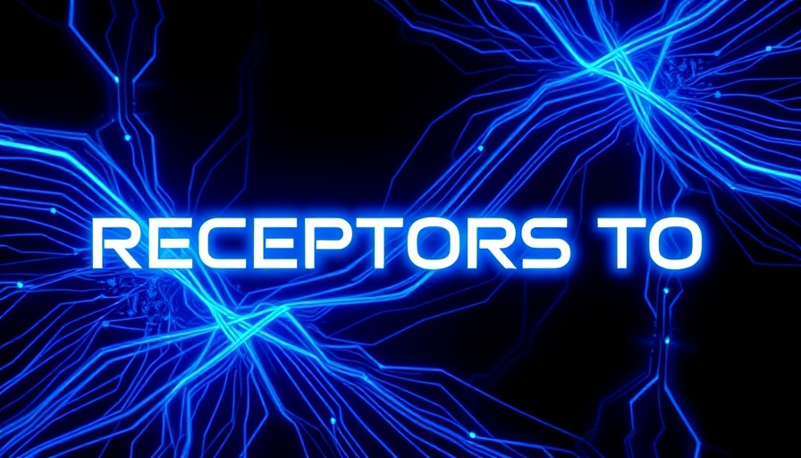 Abstract digital design with 'RECEPTORS TO' text, blue and black theme.