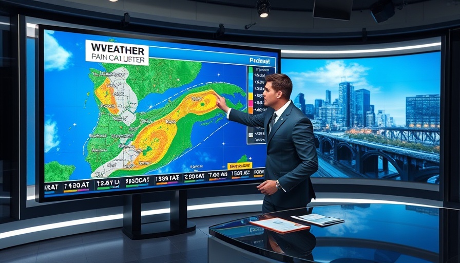 Meteorologist presenting South Florida weather updates in modern studio.