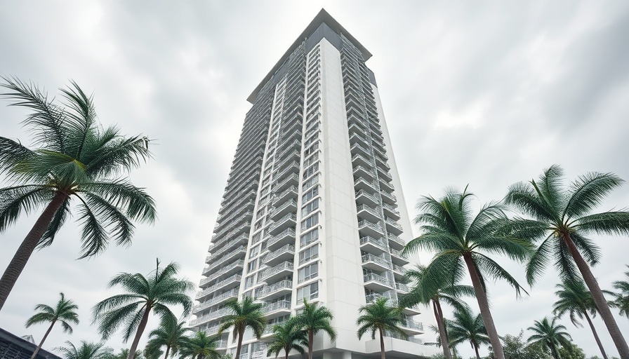 Clearwater condo residents return for belongings at a tall white building.