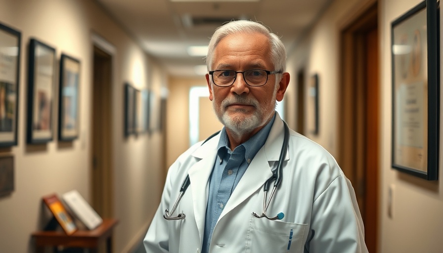 Elderly doctor in a white coat in an office, related to late abortions in the US.