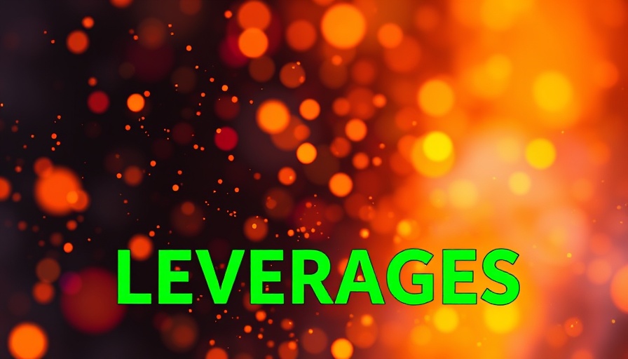 Vibrant abstract art with glowing particles and 'LEVERAGES' text.