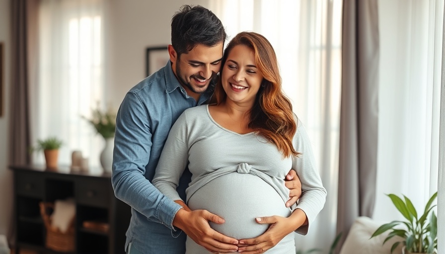 Smiling pregnant woman embraced by partner, discussing if intimacy can induce labor.