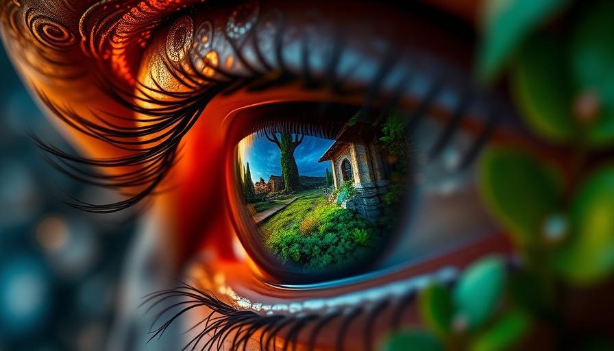 Opening the third eye mystical artwork with text and landscape.