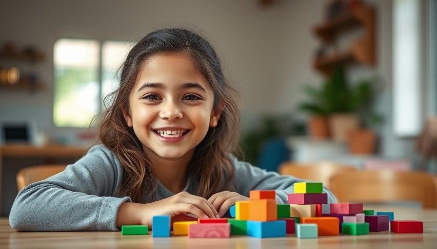 Limitless potential displayed as a young woman builds with colored blocks.