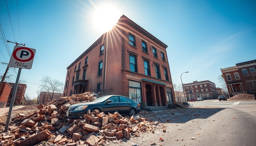 St. Louis Tornado News: Tornado damage to a historic building and car.