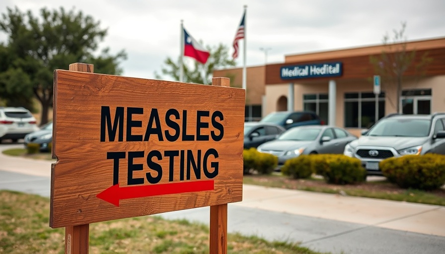 Texas measles outbreak updates: Measles testing sign outside facility.