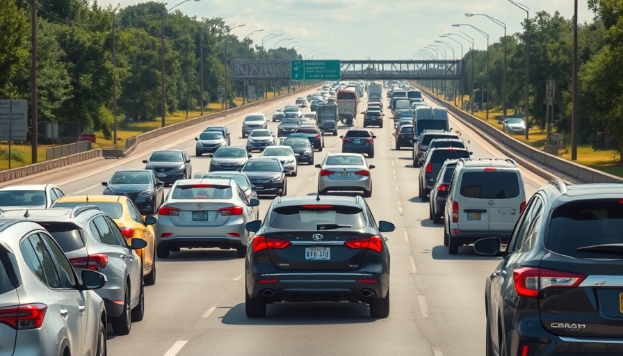 Memorial Day weekend travel showing busy traffic on the highway.