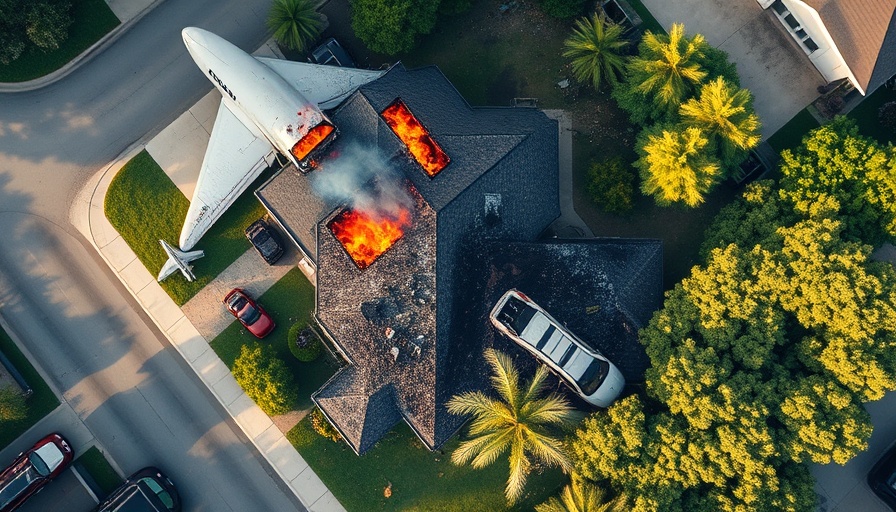 San Diego plane crash site, house and vehicles damaged.