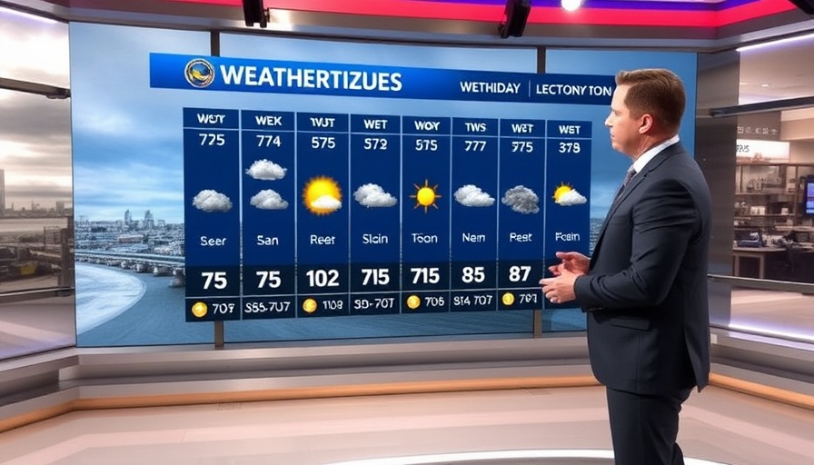 South Florida weather updates: detailed 7-day forecast display in studio.