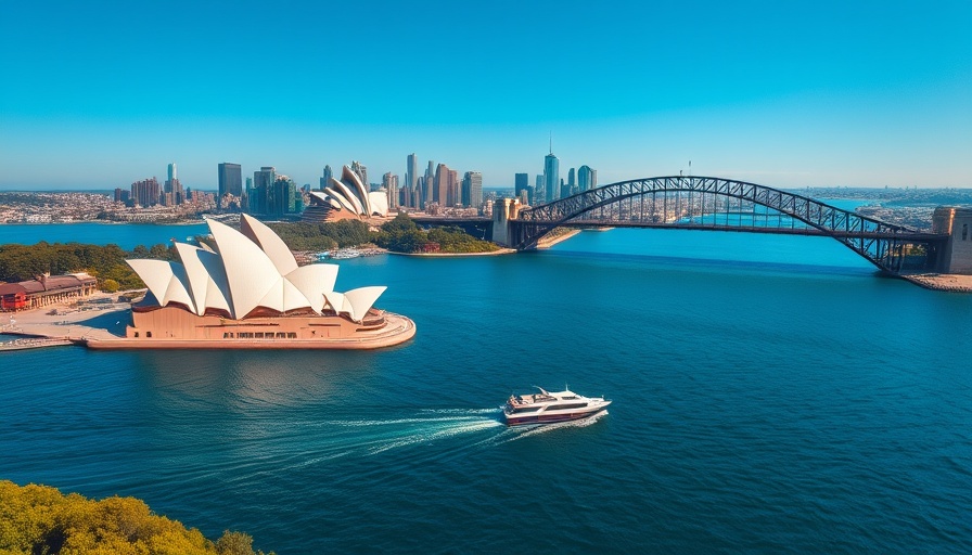 Scenic view of Sydney Opera House and Harbour Bridge, stunning place in Australia.