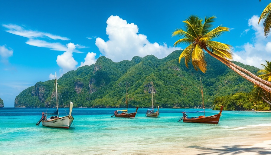 Scenic views of tropical beach and mountains in Vanuatu.