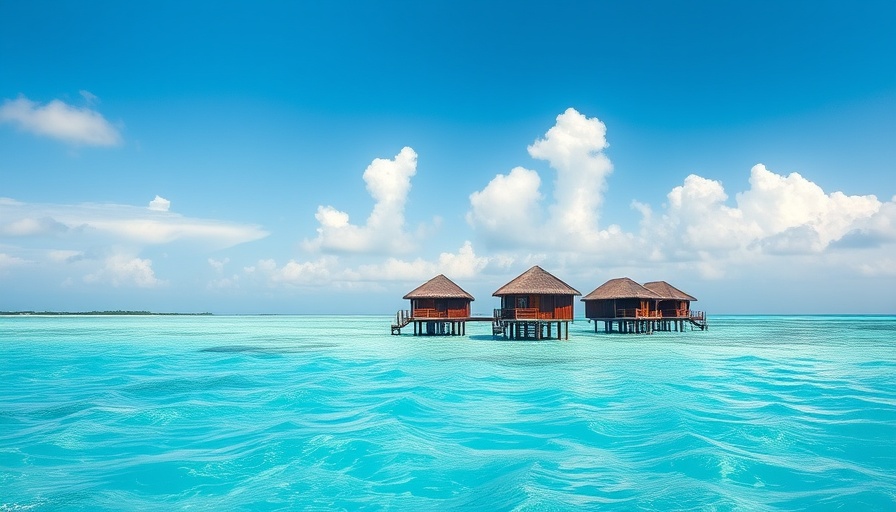 Aerial view of stunning Maldives overwater bungalows, tropical paradise.