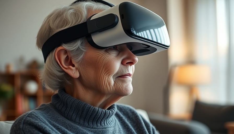 Elderly woman using virtual reality headset in indoor setting