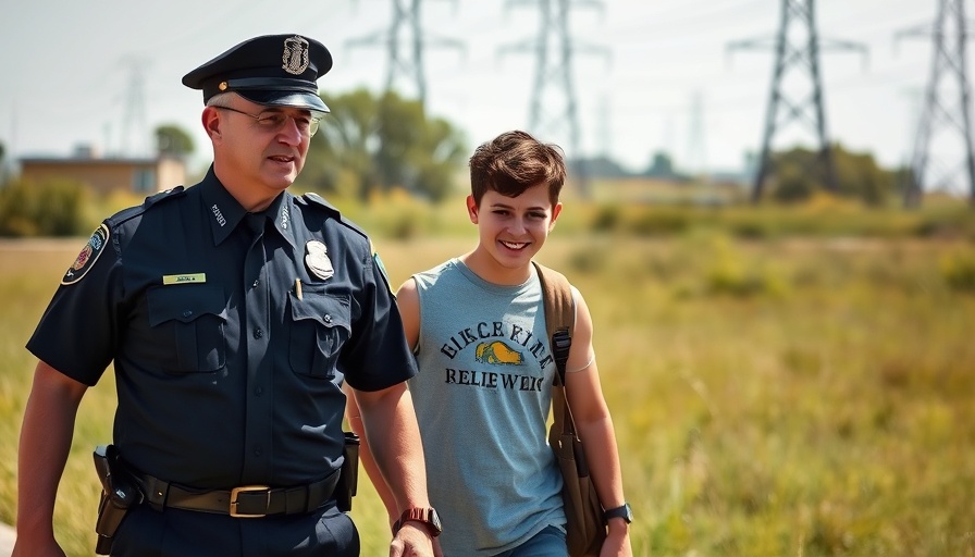 Police officer with youth, outdoors, linked to youth violence in Deltona.