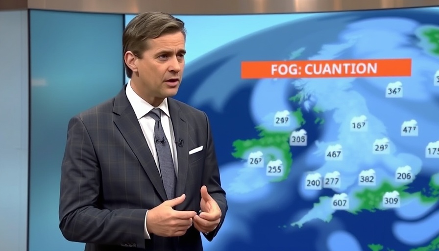 Weather presenter on fog density map for Orlando Weather Updates.