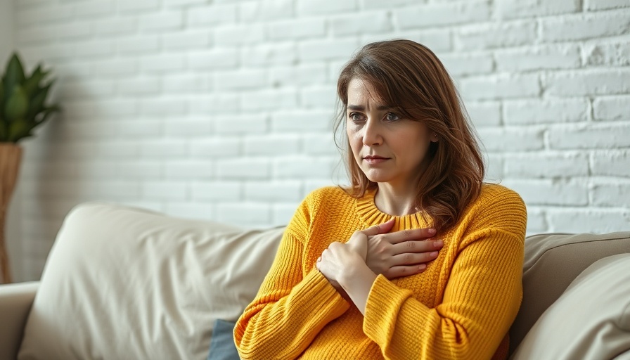 Concerned woman contemplating genetic link to heart disease.
